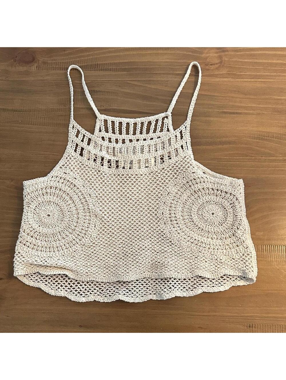 Vintage Havana Cream Crochet Crop Top- Boho, Casual, Beach [COPY] [COPY]